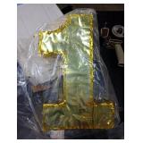 Gold Foil Number 1 Pinata - Pull-String Party Game & Birthday Pinata - First Fiesta Birthday Decorations - Gold, 10 x 16 x 3 in