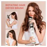 3 in 1 Rotating Hair Dryer Brush, Auto Rotating Blow Dryer Brush Spinning with 2 Brushes (2 & 1.5), Negative Ionic Brush Blow Dryer, Round Brush Blow Dryer Volumize Curling 100-120V