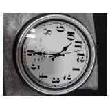 JENLYSTIME 12 Inch Indoor/Outdoor Retro Waterproof Wall Clock with Thermometer Silent Round Quartz Battery Operated Easy to Read Decorative for Kitchen Patio,Bathroom,Deck,Porch,Pool(Silver)