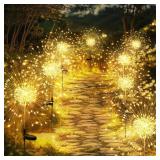 GIGALUMI Garden Decor Outdoor Lights 120LED 2Pack, Solar Garden Lights for Christmas Outside Fairy Firework Decorative,Solar Powered for Yard Pathway Flowerbed Planter Balcony Patio Decor (Warm White