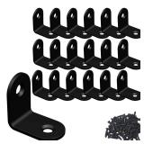 Corner Brace, L Bracket, Corner Bracket,Stainless Steel Brackets,Small Angle Brackets, Metal Iron Braces for Wood (Black_1x1x0.6inch_20pcs)
