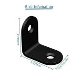 Corner Brace, L Bracket, Corner Bracket,Stainless Steel Brackets,Small Angle Brackets, Metal Iron Braces for Wood (Black_1x1x0.6inch_20pcs)