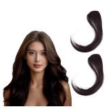 NICENEEDED Side Bangs Clip in Bangs, 1Pcs French Bangs, Hair Clip in Bangs Fringe Swept Natural Look Hair Piece Human Hair Extensions for Women Daily Wear Deep Brown Halloween