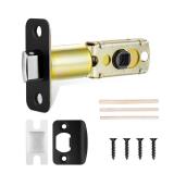 Matte Black Adjustable Door Latch 60 or 70mm, 45° Turning Angle, Door Lock Replacement Parts with Door Strike Plate, Wood Dowel, Dust-Boxes