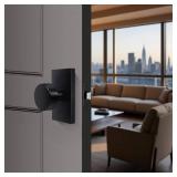 Matte Black Adjustable Door Latch 60 or 70mm, 45° Turning Angle, Door Lock Replacement Parts with Door Strike Plate, Wood Dowel, Dust-Boxes