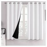 ChrisDowa White 100% Blackout Curtains for Bedroom with Black Liner, 2 Thick Layers Total Blackout Thermal Insulated Grommet Window Curtains 2 Panels Set (Pure White, 52 x 54 Inch)