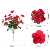Fake Hibiscus Artificial Flowers for Outdoors Spring Summer Decoration, 6 Bundles Silk Red Hibiscus Flowers Bouquet UV Resistant Look Real Faux Plants for Outside Planter Front Door Porch Balcony Yard