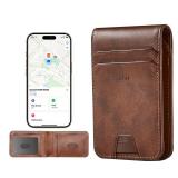 ESR Geo Wallet with Find My Functionality, RFID Blocking, Holds up to 11 Cards, Slim and Smart Wallet for Men, Replacement for AirTag Wallet Tracker(iOS Only, Not for Magsafe), Aged Leather