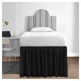 1000 Series College Dorm Room Bedskirts Twin XL Extra Long Ruffled with Split Corner Elegant Design Premium Brushed Microfiber Tailored Drop Easy Care Wrinkle Free - Twin-XL - 36 Drop, Black