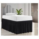 1000 Series College Dorm Room Bedskirts Twin XL Extra Long Ruffled with Split Corner Elegant Design Premium Brushed Microfiber Tailored Drop Easy Care Wrinkle Free - Twin-XL - 36 Drop, Black
