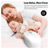 LeadsaiL White Wireless Keyboard and Mouse Combo, Full-Sized Ergonomic Computer Keyboard, 2.4GHz USB Cordless Keyboard Silent Mouse Set, 12 FN Shortcuts for Windows MacOS Laptop Computer