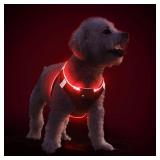 PceoTllar Light Up Dog Harness, LED No Pull Reflective Dog Harness, Flashing Lighted for Night Walking - Small/Medium, (Black Red,xs)