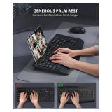 Wireless Keyboard and Mouse Combo - Full-Sized Ergonomic Keyboard with Wrist Rest, Phone Holder, Sleep Mode, Silent 2.4GHz Cordless Keyboard Mouse Combo for Computer, Laptop, PC, Mac, Windows -Trueque