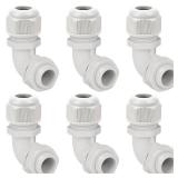 LeMotech M20 Cable Gland, 90 Degree Adjustable 9-14mm Strain Relief, Cord Connectors Nylon Joints with Gaskets, 6 Pcs, Grey