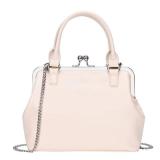 GM LIKKIE Kiss Lock Purses and Handbags, Vintage PU Leather Clutch Purses for Women, Top Handle Evening Handbag (Cream)