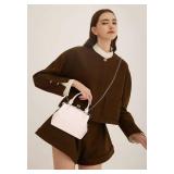 GM LIKKIE Kiss Lock Purses and Handbags, Vintage PU Leather Clutch Purses for Women, Top Handle Evening Handbag (Cream)