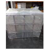 Desk Organizer with 12 Drawers, FODIENS 3 Packs Stackable Desktop Storage Box with Removable Drawer, Clear Sunglasses Organizer Display Case for Stationery Marker Pens Eyeglasses Office Supply