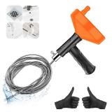 Drain Snake Auger 33 Feet, Plumbing Snake Drain Hair Clog Removal Tool, Heavy Duty Toilet Snake Auger, Sink Unclogger Drain Cleaner Tool for Bathroom Kitchen Tub Shower Drain Clog Remover with Gloves