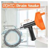 Drain Snake Auger 33 Feet, Plumbing Snake Drain Hair Clog Removal Tool, Heavy Duty Toilet Snake Auger, Sink Unclogger Drain Cleaner Tool for Bathroom Kitchen Tub Shower Drain Clog Remover with Gloves