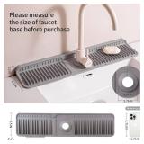 24 Silicone Sink Splash Guard - Kitchen Sink Accessories with Drip Tray, Sponge Holder & Soap Dish, 6° Slope Design for Easy Drainage, Foldable & Fasten Button for Secure Fit, Grey