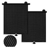 Car Window Shade for Baby, 2 Pack Retractable Kids Side Window Sun Shade for Car Back Windows Roller Shades with Enhanced Suction Cups Pull Down Car Sun Blocker Backseat Sun Shade Shield (15 x 18)