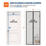 MAGZO Magnetic Screen Door Fit Door Size 35 x 80 Inch, Screen Size 37 x 81 Strong Magnets Door Mesh, Reinforced Fiberglass Net for Net for Patio and Front Entrances, Gray