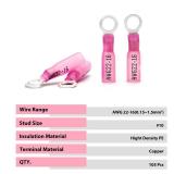 Sanuke 105Pcs 22-16 AWG - #10 Heat Shrink Ring Terminals 0.8mm Tinned Pure-Copper Marine Grade Waterproof Heat Shrink Wire Connectors Red