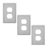 Questech Outlet Cover, Single Duplex Wall Plate 1-Gang Switch Plate Standard Size Electrical Outlet Receptacle Cover, Decorative Tumbled Texture, Gray, 2 Pack