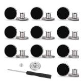 ZENGLU 20 Sets of 17mm Button for Sewing Metal Jeans, No-Sew Nailess Removable Metal Jeans Buttons Replacement Repair Combo Thread Rivets and Screwdrivers(Black Colours)