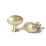 Goo-Ki Low Profile Brushed Brass Cabinet Knobs, Zinc Alloy for Drawer Knobs for Dresser Cupboard Wardrobe,6 Packed