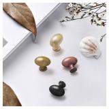 Goo-Ki Low Profile Brushed Brass Cabinet Knobs, Zinc Alloy for Drawer Knobs for Dresser Cupboard Wardrobe,6 Packed
