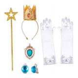 Pink Princess Dress for Girls, Kids Princess costume with Crown Gloves Wand Earrings 3T 4T