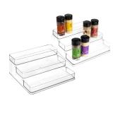 SIMPLEMADE 3-Tier Spice Rack Organizer - Versatile Storage Shelf for Kitchen, Bathroom, Bedroom & Office, Set of 2, Clear