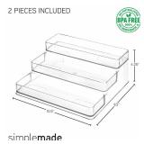 SIMPLEMADE 3-Tier Spice Rack Organizer - Versatile Storage Shelf for Kitchen, Bathroom, Bedroom & Office, Set of 2, Clear