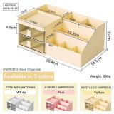 HWPRATO Desk Organizer with Drawer, Cute Pencil Holder Multi-Functional Small Desktop Accessories Organizers, Desktop Organizer for Desk Office Art Supplies (Large Capacity Desk Organizer-Yellow)