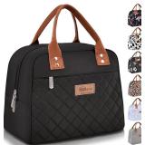 HOMESPON Insulated Lunch Bag for Women Men Adults Lunch Tote with Front Pocket Lunch Box Container Cooler Bag for Work Picnic (Black)