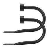 Drapery Holdback,Quality Metal Decorative Curtain Holdbacks with Zinc Alloy Cap Finials,Rust-Proof, Set of 2 Window Curtain Holdbacks,Matte Black