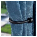 Drapery Holdback,Quality Metal Decorative Curtain Holdbacks with Zinc Alloy Cap Finials,Rust-Proof, Set of 2 Window Curtain Holdbacks,Matte Black