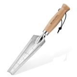 WORKPRO Garden Trowel with Wood Handle, Stainless Steel Narrow Hand Shovel, Multi- Use Flat Garden Trowel for Planting, Weeding, Transplanting, Digging, Small Weeding Knife for Gardening