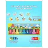 FOKI Floor Piano Mat for Toddlers, Sensory Educational Dancing Musical Keyboard Carpet Toy, Animal Sounds Touch Playmat Blanket, for 1 to 5 Years Old Boy and Girl