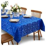SiinvdaBZX Damask Rectangle Tablecloth, Luxury Jacquard Design Royal Blue Table Cloth 60 x 102, Wrinkle Free Satin Polyester Table Cover for Dinner Party Banquet Holiday