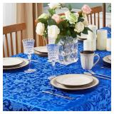 SiinvdaBZX Damask Rectangle Tablecloth, Luxury Jacquard Design Royal Blue Table Cloth 60 x 102, Wrinkle Free Satin Polyester Table Cover for Dinner Party Banquet Holiday
