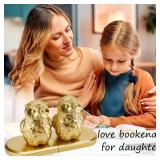 Book Ends, Bookends Gold Owl Bird, Kids Rooms, Non-Skid Bookend, Heavy Duty Resin Book Stopper for Books, Bookends for Shelves, Decorative Holder, Gift for Women, 9.05 * 3.7 * 4.72