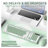 Wireless Keyboard and Mouse Combo, Full-Sized Wireless Keyboard and Adjustable DPI Mouse, 2.4GHz USB Receiver, Silent Keyboard and Mouse for PC, Windows, MAC, Desktop, Laptop (Avocado Green)