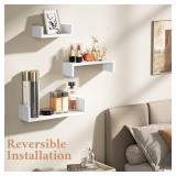 SRIWATANA Floating Shelves Wall Mounted, Solid Wood Wall Shelves, White