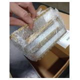 Forbena Floating Bathroom Shelves Wall Mounted, Aesthetic White and Gold Shelves for Bathroom Accessories, Modern Bathroom Organizer with Tower Bar for Wall Decor Storage Small Spaces, Set of 2