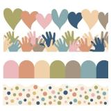 Boho Bulletin Board Borders Classroom Colorful Border Stickers Boho Die-Cut Border Trims Bulletin Board Scalloped Borders Self-Adhesive for School Blackboard Chalkboard Desk, 91.8 Ft