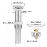 Rackickyer Bathroom Sink Drain,Drain Stopper Bathroom Sink Without Overflow,Pop Up Drain Assembly with Detachable Strainer Basket,Built-in Anti-Clogging, Stainless Steel Nut Brushed Nickel