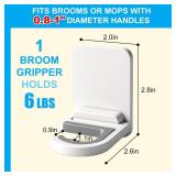 2pack Mop and Broom Holder Wall Mount Self Adhesive - No Drill Mop and Broom Handle Gripper, Household Cleaning Organizer for Organization and Storage, Holds up to 6 lb