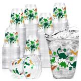 Yuxung 12 oz Dinosaur Cups Dinosaur Birthday Decorations Plastic Cups Dino Tumbler for Kids Birthday Party Supplies Decorations, Green
